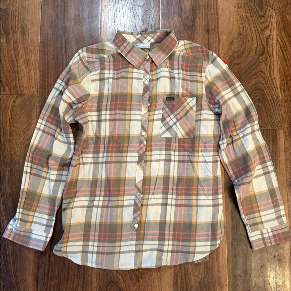 Columbia Plaid Button-Down Shirt - Brown, Tan, Pink